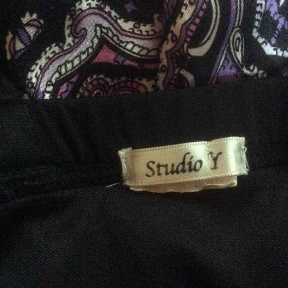 Studio Y Purple/Black Paisley Y2K Fairycore Babydoll Satin Dress Size Medium* - Picture 4 of 4